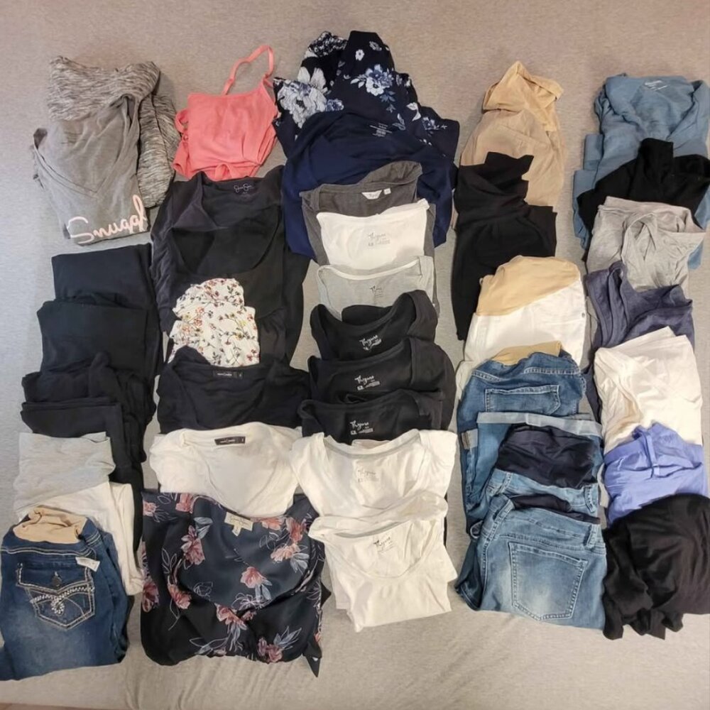 40 Pc Maternity Bundle S–L (Thyme, Motherhood, Jessica Simpson, Storke & Babe)